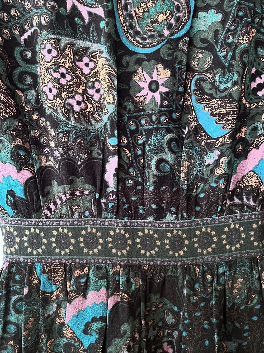 ba&sh Black Green Paisley Boho Festival Women’s Zelda Dress Size S - Picture 8 of 16